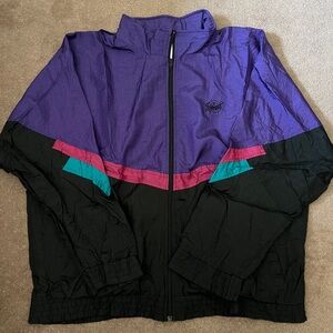 Vintage Purple and Black Colour block Windbreaker Retro